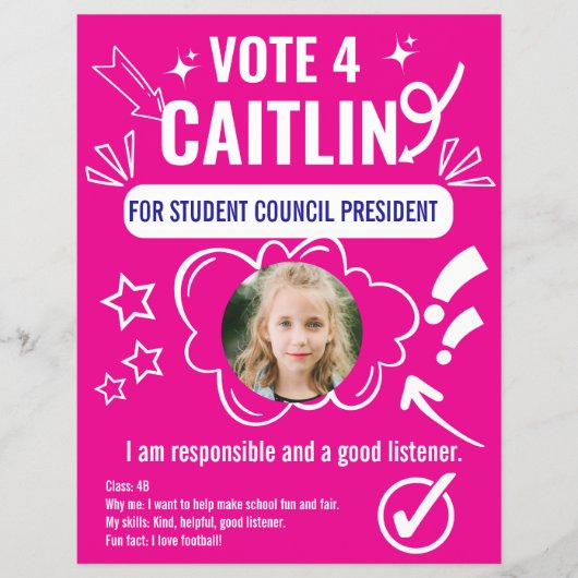 Sjabloon voor schoolraadstemming voor kinderen flyer (Voorkant)