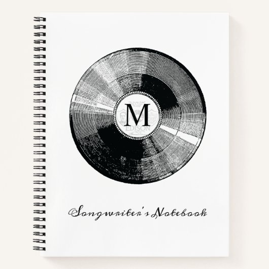 Sjabloon voor Songwriter's Notebook monogram op ma Notitieboek (Voorkant)