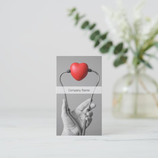 Sjabloon voor stethoscoop- en hartkaart visitekaartje (Staand voorkant)