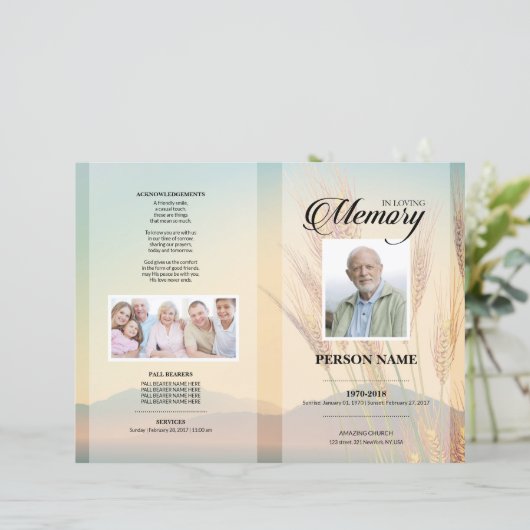 Sjabloon voor tarweveld rouwdienst (Staand voorkant)