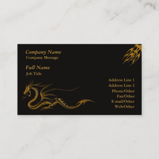 Sjabloon voor Trendy Fire en Dragon Business Card Visitekaartje (Voorkant)