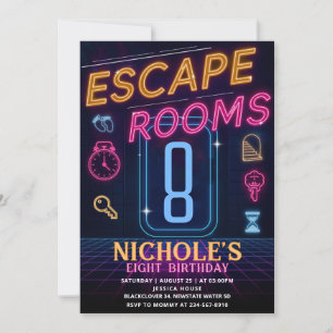 Sjabloon voor uitnodiging Escape Room Verjaardagsf