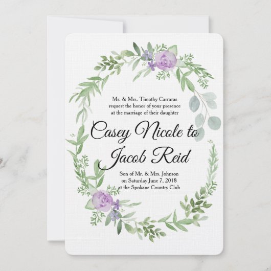 Sjabloon voor uitnodiging tot huwelijk tussen Grie (Voorkant)