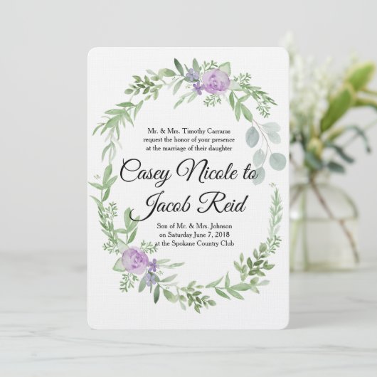 Sjabloon voor uitnodiging tot huwelijk tussen Grie (Staand voorkant)