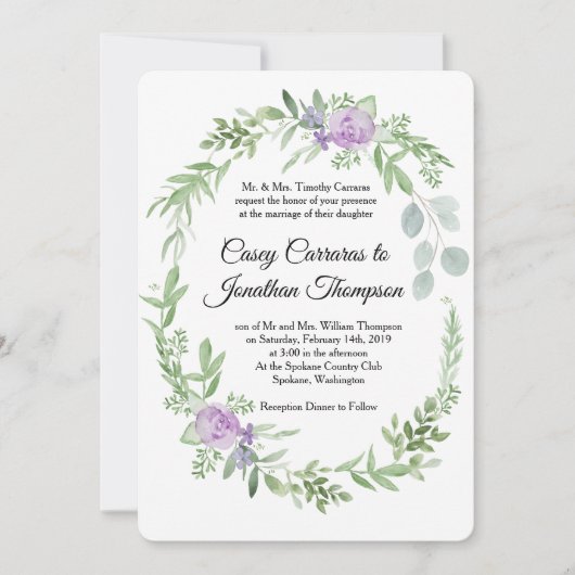 Sjabloon voor uitnodiging tot huwelijk tussen Grie (Voorkant)