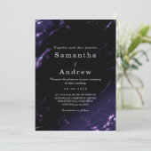 Sjabloon voor uitnodiging tot Paarse en zwarte bru (Staand voorkant)