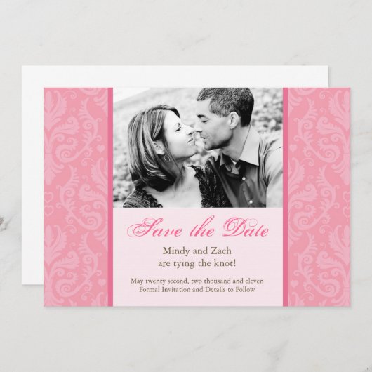 Sjabloon voor uitnodiging tot roze bruiloft (Voorkant / Achterkant)