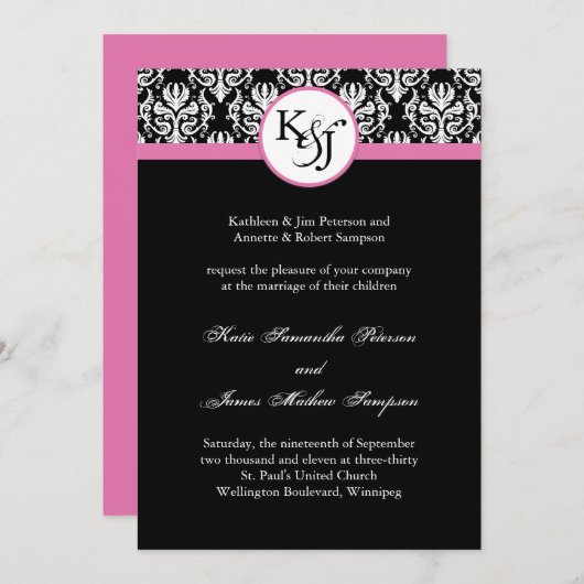 Sjabloon voor uitnodiging tot zwarte en witte brui (Voorkant / Achterkant)