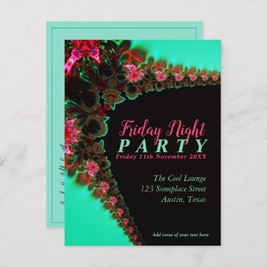 Sjabloon voor uitnodiging van het meisje op vrijda (Voorkant / Achterkant)