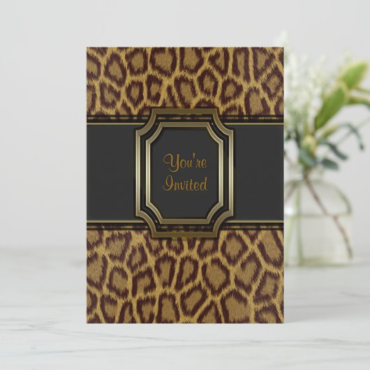 Sjabloon voor uitnodiging van leopard Print Party (Staand voorkant)