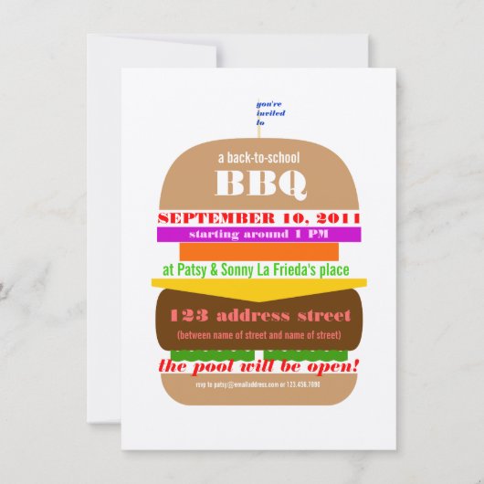 Sjabloon voor uitnodiging voor cheeseburger BBQ-pi (Voorkant)