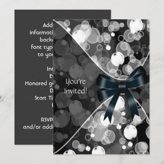 Sjabloon voor uitnodiging voor Pretty Bubble-feest (Voorkant / Achterkant)