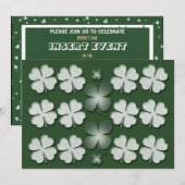 Sjabloon voor uitnodigingen - aanpasbare klaverenb (Voorkant / Achterkant)