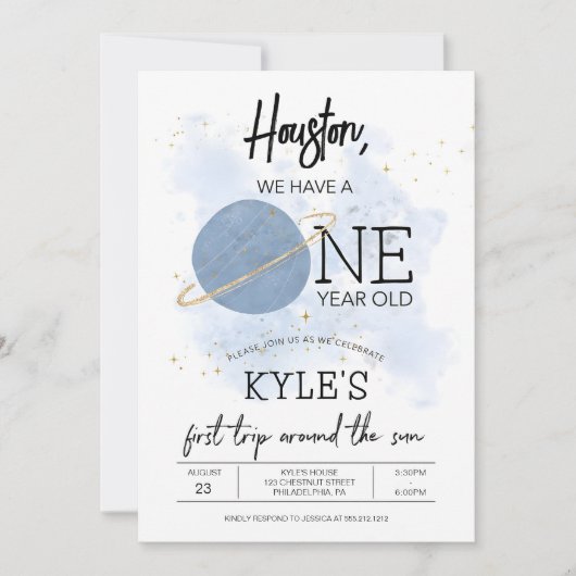 Sjabloon voor verjaardagsuitnodiging voor de ruimt kaart (Voorkant)