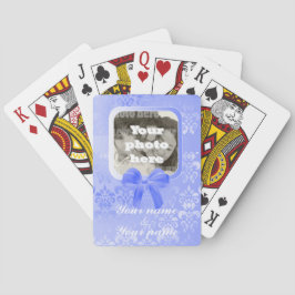 Sjabloon voor vierkante foto op mauvekleurige dama pokerkaarten