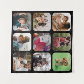 Sjabloon voor vierkante fotocollage met ronde rand wandkleed (Voorkant (horizontaal))