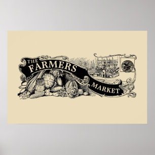 Sjabloon voor vintage boerenmarkt uit het Victoria Poster