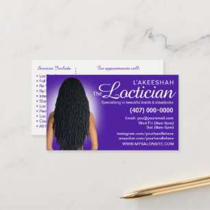 Sjabloon voor visitekaartje voor Hair Braiding Loc Afsprakenkaartje