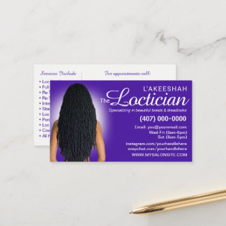 Sjabloon voor visitekaartje voor Hair Braiding Loc Afsprakenkaartje