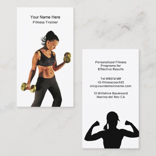 Sjabloon voor visitekaartje voor persoonlijke fitn (Voorkant / Achterkant)