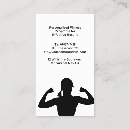 Sjabloon voor visitekaartje voor persoonlijke fitn (Achterkant)