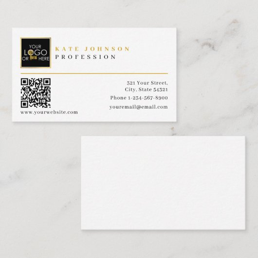 Sjabloon voor visitekaartjes Aangepaste QR-code vo (Voorkant / Achterkant)