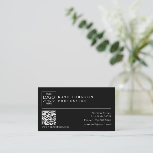 Sjabloon voor visitekaartjes Aangepaste QR-code vo (Staand voorkant)