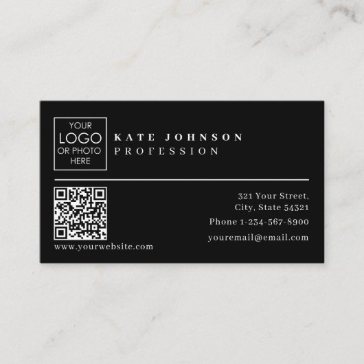 Sjabloon voor visitekaartjes Aangepaste QR-code vo (Voorkant)