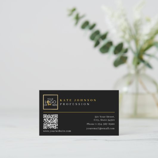 Sjabloon voor visitekaartjes Aangepaste QR-code vo (Staand voorkant)