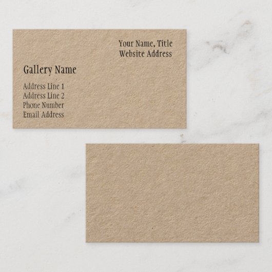 Sjabloon voor visitekaartjes (Kraft Finish) (Voorkant / Achterkant)