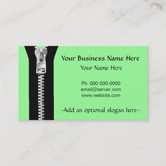 Sjabloon voor visitekaartjes met ritssluiting (Voorkant)