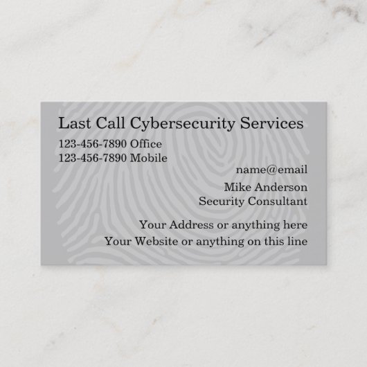 Sjabloon voor visitekaartjes voor cyberbeveiliging (Voorkant)