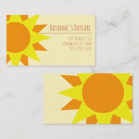 Sjabloon voor visitekaartjes **Zonnestralen (Voorkant / Achterkant)