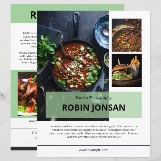 Sjabloon voor voedselansichtkaart (Voorkant / Achterkant)