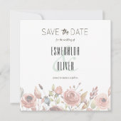 Sjabloon voor waterverf bloemen save the date (Voorkant)