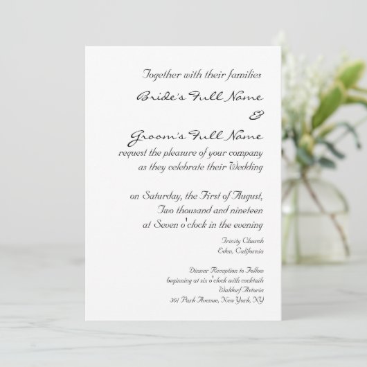 Sjabloon VOOR WEDINGINVITATIE Kaart (Staand voorkant)