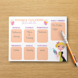 sjabloon voor wekelijkse schoonmaakschema checklis notitieblok