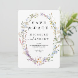 Sjabloon voor wildbloem save the date kaart