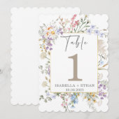 Sjabloon voor wildbloementafelnummer kaart (Voorkant / Achterkant)