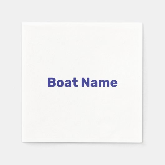 Sjabloon voor witte en blauwe tekst bootnaam servet (Voorkant)