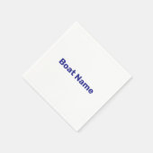 Sjabloon voor witte en blauwe tekst bootnaam servet (Hoek)