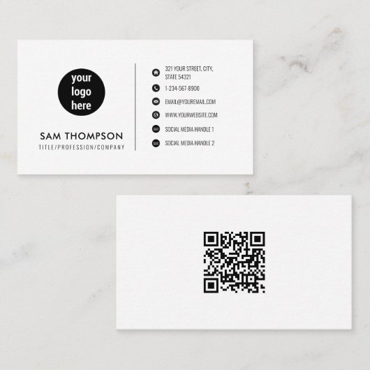 Sjabloon voor witte QR-code voor sociale media met Visitekaartje (Voorkant / Achterkant)