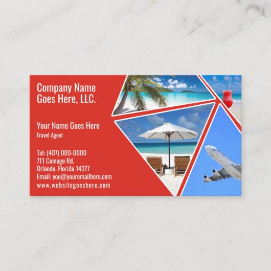 Sjabloon voor zakelijke reisagent visitekaartje (Voorkant)