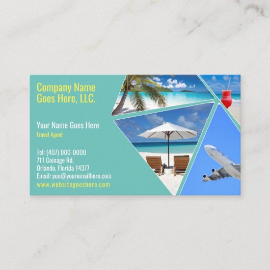 Sjabloon voor zakelijke reisagent visitekaartje (Voorkant)