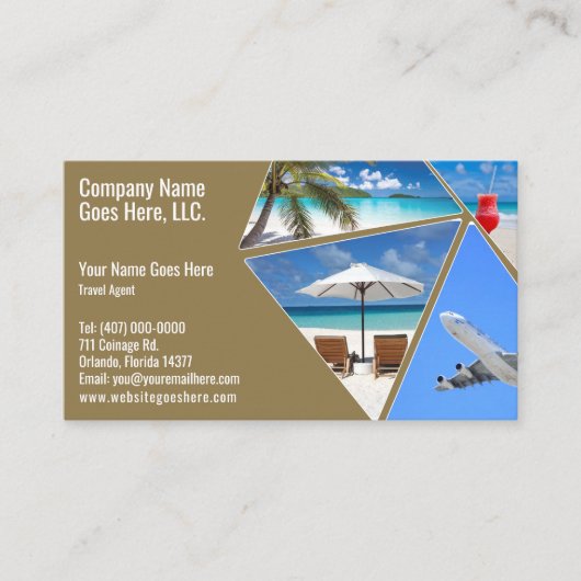 Sjabloon voor zakelijke reisagent visitekaartje (Voorkant)