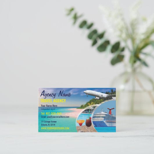 Sjabloon voor zakelijke reisagent visitekaartje (Staand voorkant)