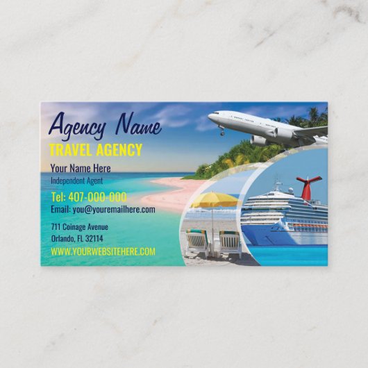Sjabloon voor zakelijke reisagent visitekaartje (Voorkant)