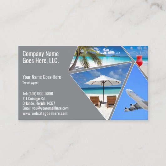 Sjabloon voor zakelijke reisagent visitekaartje (Voorkant)