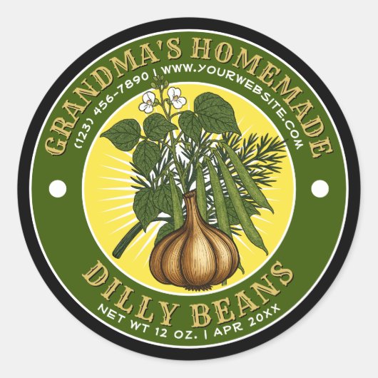 Sjabloon voor zelfgemaakte Dilly Beans-artikabel Ronde Sticker (Voorkant)