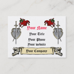 sjabloon voor zwaard, schild en banner visitekaartje